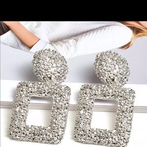 Silver Metal Dangle Earrings Fine Jewelry